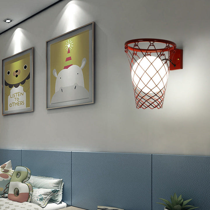 BowLift | Slamora Children's Wall Light | Basketball Hoop Design | Glass & Metal | Art Deco Style | Bedroom Light