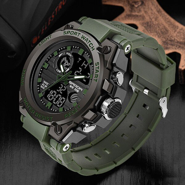 Men's Analog-Digital Military Watch with Multifunction Display