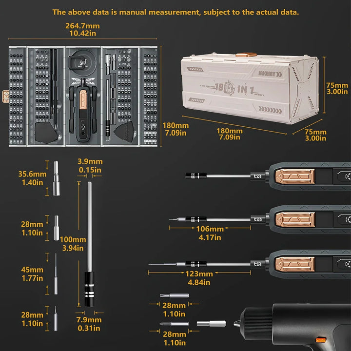 BowLift | EliteCraft 180-piece Precision Screwdriver Set | Comprehensive toolkit for precision tasks and repairs