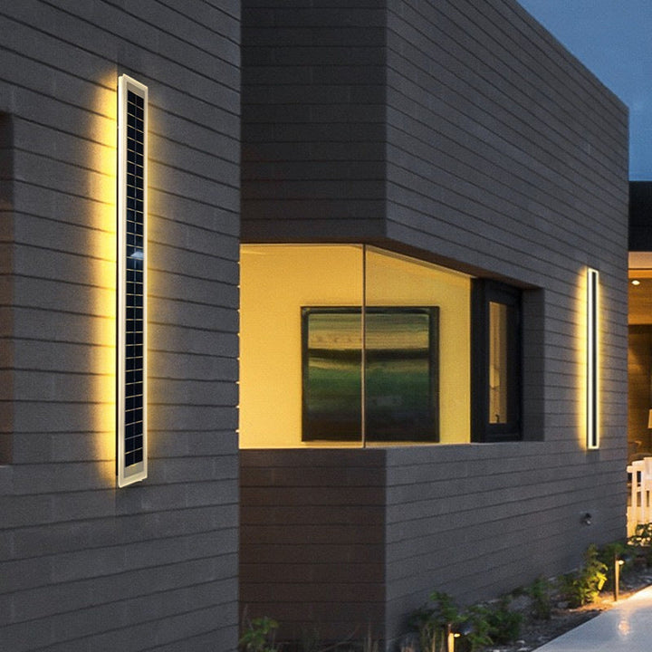 Minimalist Outdoor Solar Rectangular Strip Waterproof Patio LED Wall Sconce Lamp | Bowlift