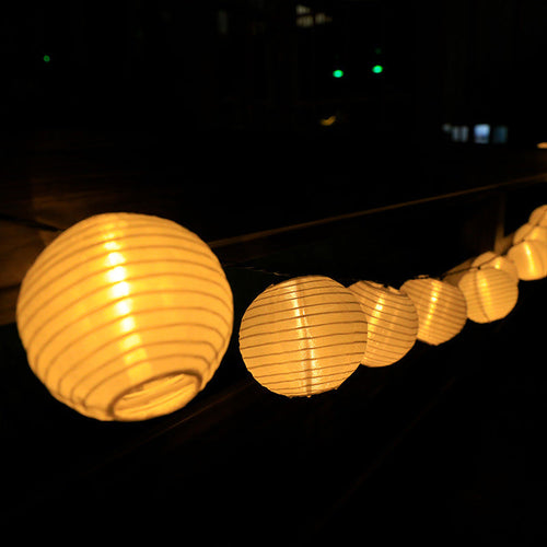 BowLift | Modern Art Deco Solar Waterproof Fabric Lantern Ball LED String Lights Outdoor Landscape Lights For Outdoor Patio