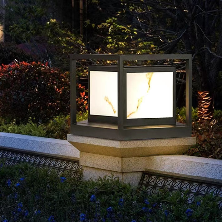 Modern Solar Square Chinese Outdoor Column Head Light LED Lawn Landscape Light | Bowlift