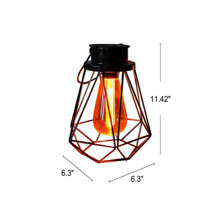 Solar Retro Iron Lantern Geometry LED Decorative Outdoor Landscape Light | Bowlift