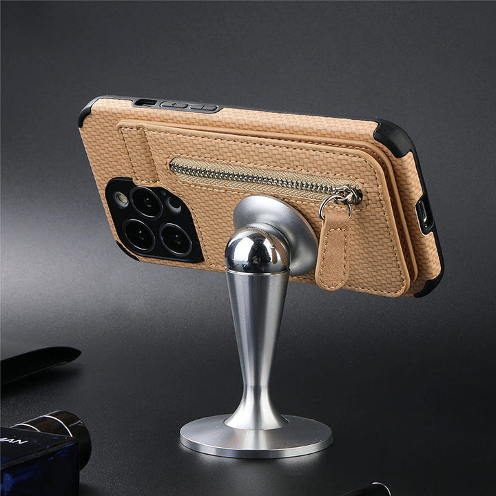 BowLift | Magnetic Zipper Wallet Cover With Credit Card Holder for iPhone