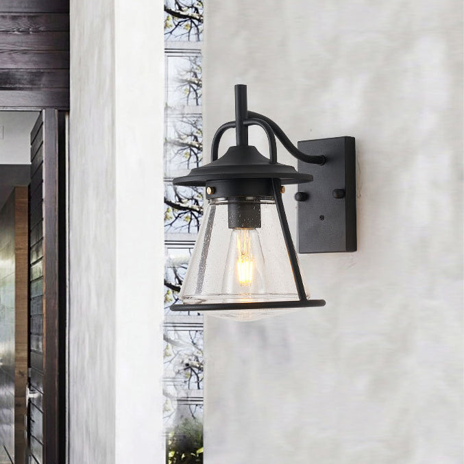 Waterproof Glass Cone Shade 1-Light Outdoor Wall Sconce Lamp | Bowlift