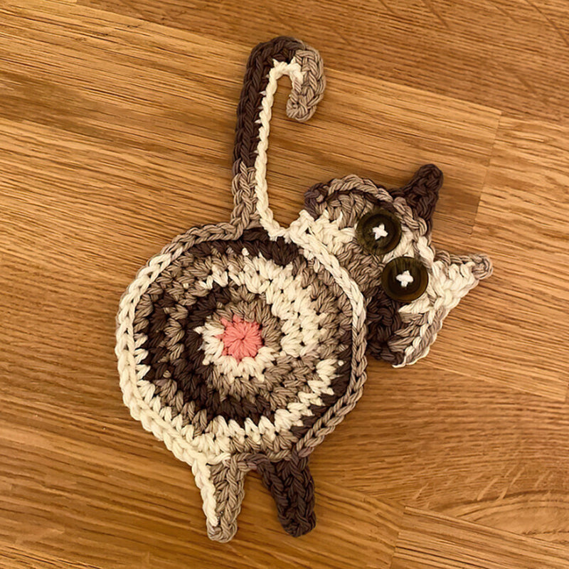 Funny Cat Butt Coasters Cat Butt Cup Mat Knitted Gift for Cat Fans | Bowlift