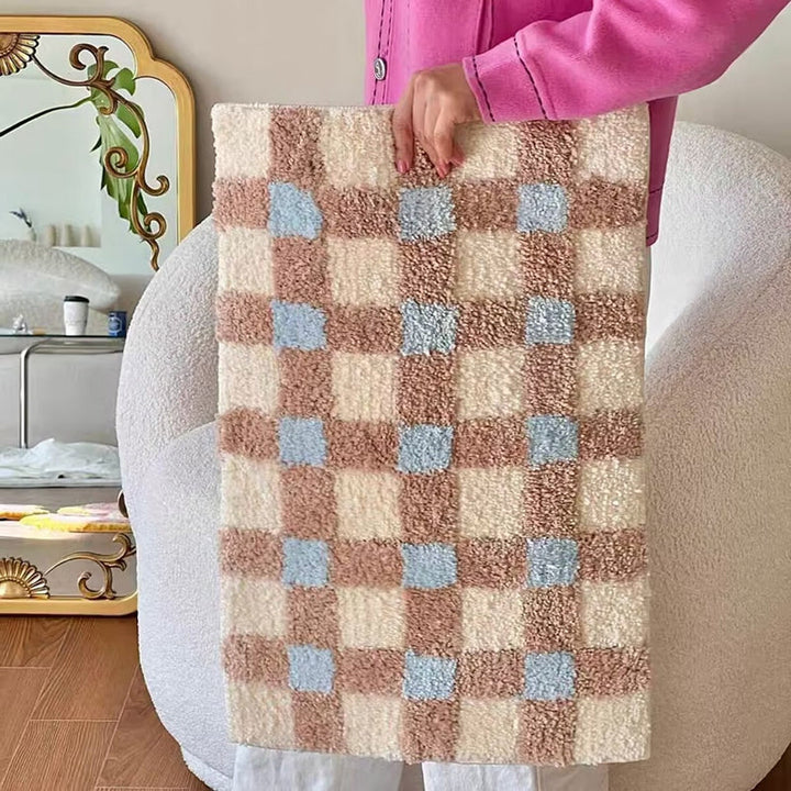 BowLift | Plush Plaid Flocking Floor Mat for Bedroom and Beyond
