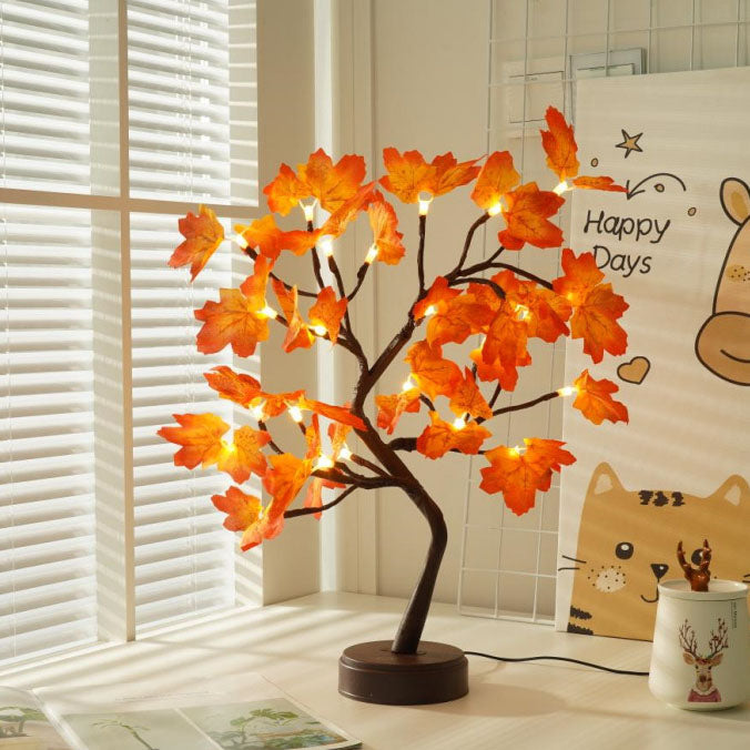 BowLift | Contemporary Creative Christmas Plastic Maple Leaf Tree Lights LED Decorative Table Lamp For Bedroom