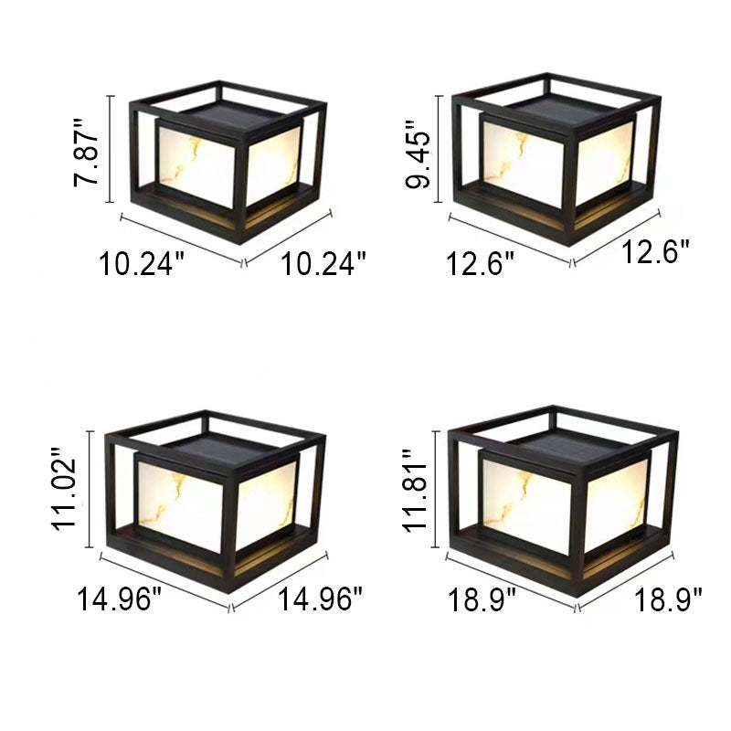 Modern Solar Square Chinese Outdoor Column Head Light LED Lawn Landscape Light | Bowlift
