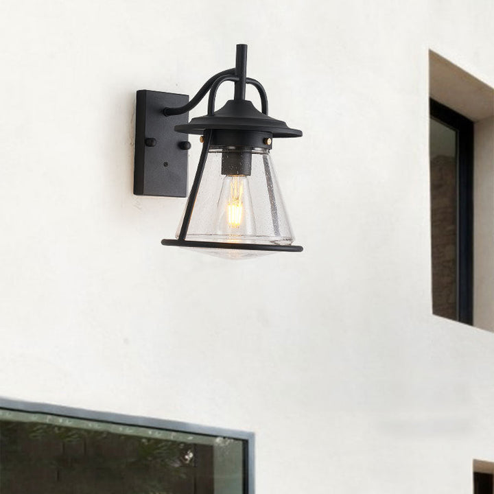 Waterproof Glass Cone Shade 1-Light Outdoor Wall Sconce Lamp | Bowlift