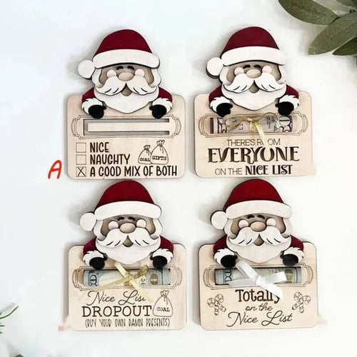 BowLift | Wooden Cute Santa Claus Cash And Gifts Card Clamp Creative Christmas Decoration Ornaments