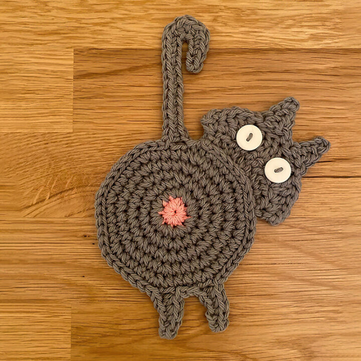 Funny Cat Butt Coasters Cat Butt Cup Mat Knitted Gift for Cat Fans | Bowlift