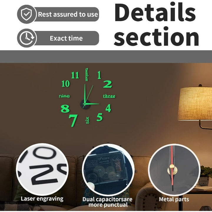 Luminous Frameless 3D Wall Clock Bowlift