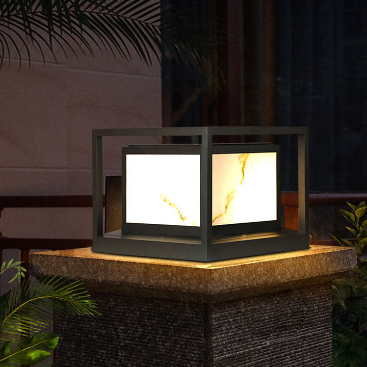 Modern Solar Square Chinese Outdoor Column Head Light LED Lawn Landscape Light | Bowlift