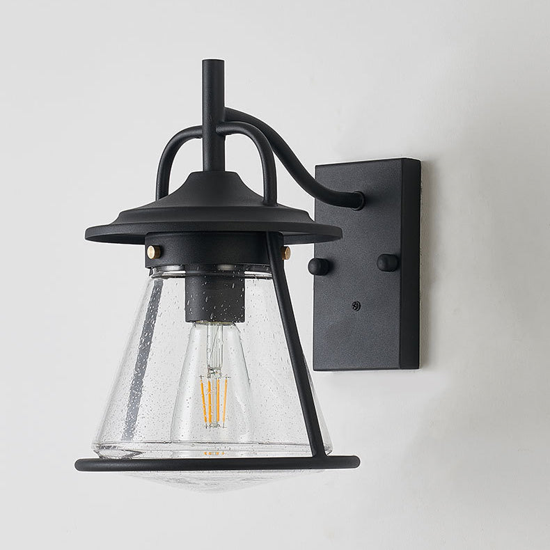 Waterproof Glass Cone Shade 1-Light Outdoor Wall Sconce Lamp | Bowlift