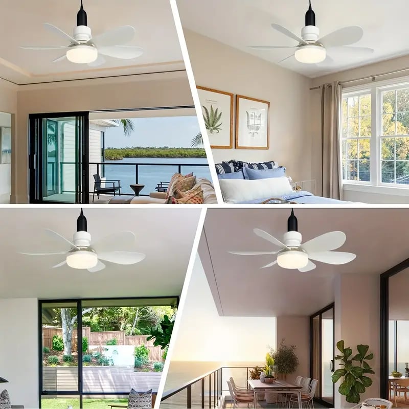 BowLift | LuxeBreeze Portable Ceiling Fan & Light | Elegant 2-in-1 solution with remote control for comfort and style