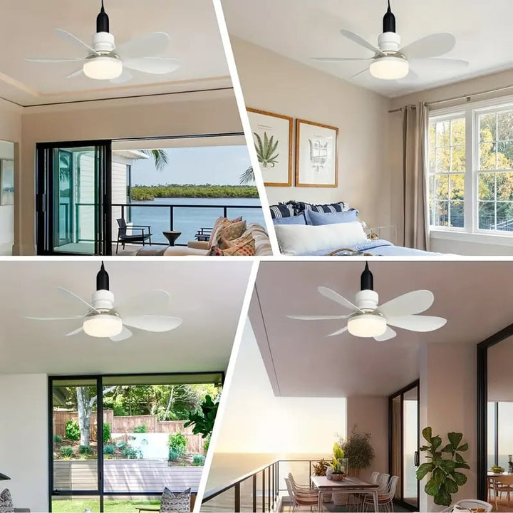 BowLift | LuxeBreeze Portable Ceiling Fan & Light | Elegant 2-in-1 solution with remote control for comfort and style
