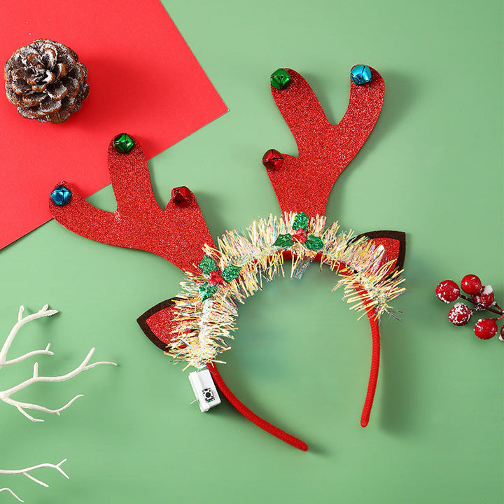 BowLift | IPC Christmas Hair Band Glowing Headband Xmas Tree Snowflake Hair Band Deer Horn Light Flashing Headwear Merry Christmas Gift