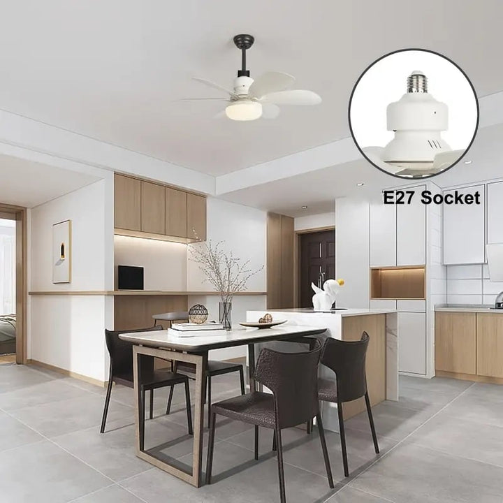 BowLift | LuxeBreeze Portable Ceiling Fan & Light | Elegant 2-in-1 solution with remote control for comfort and style