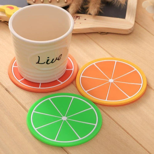 6 pcs Colorful Silicon Fruit Coaster Tea Cup Mat Bowlift