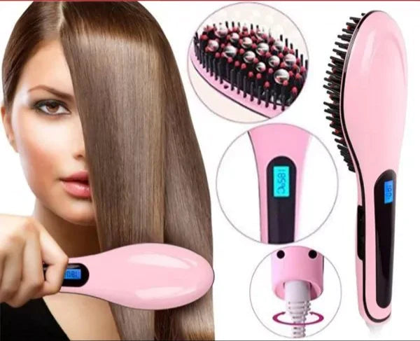Temperature Display Hair Straightener Brush Bowlift