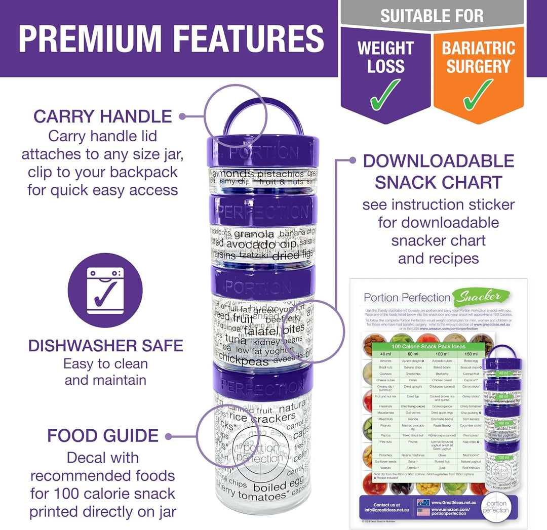 BowLift | 100-Calorie Snack Portion Control Containers - Stackable Set