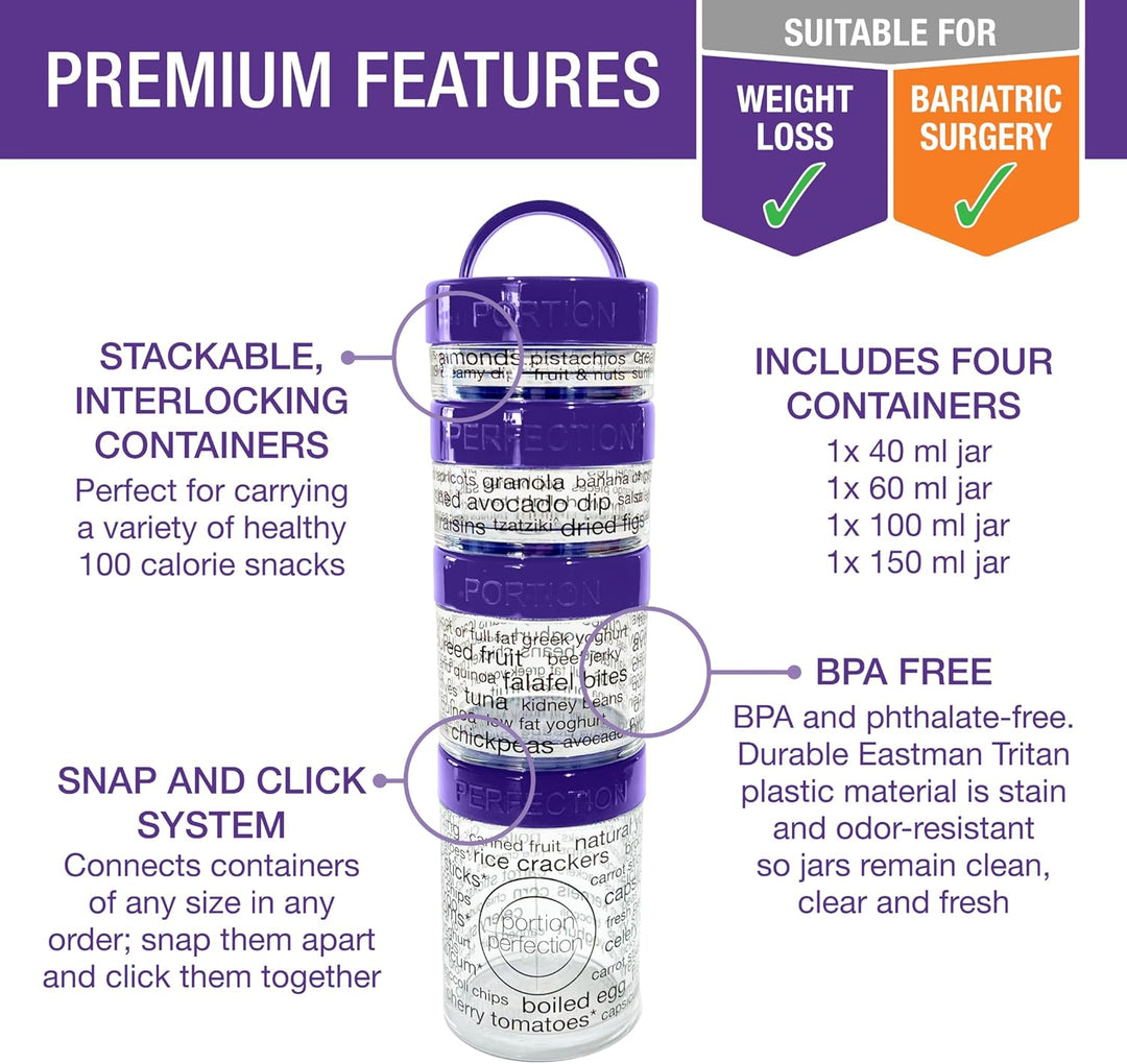 BowLift | 100-Calorie Snack Portion Control Containers - Stackable Set