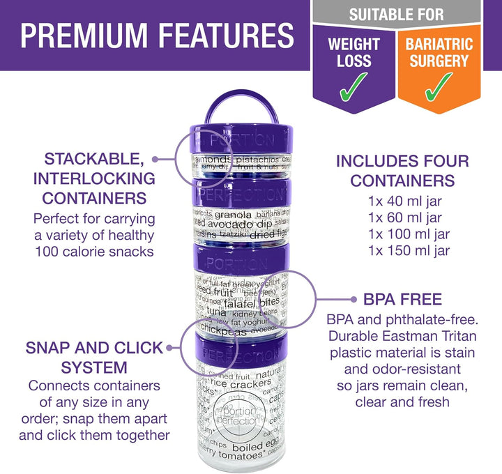 BowLift | 100-Calorie Snack Portion Control Containers - Stackable Set