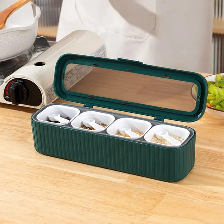 4 Grids Seasoning Storage Box With Spoon Bowlift