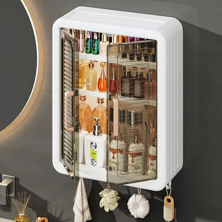 Wall Mounted Storage Cabinet - 3 Layer Punch Free Organizer Rack Bowlift