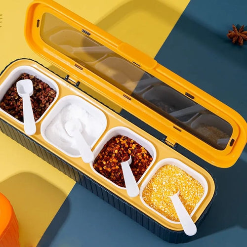 4 Grids Seasoning Storage Box With Spoon Bowlift