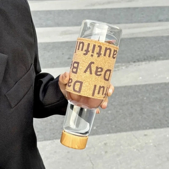Water Bottle Wooden Cap 550ML Bowlift