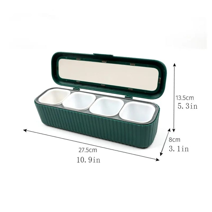4 Grids Seasoning Storage Box With Spoon Bowlift