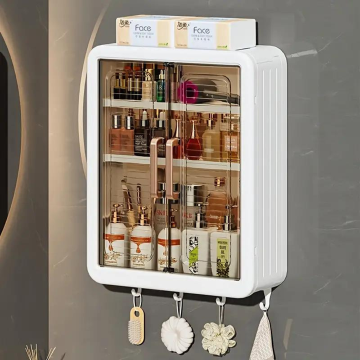 Wall Mounted Storage Cabinet - 3 Layer Punch Free Organizer Rack Bowlift