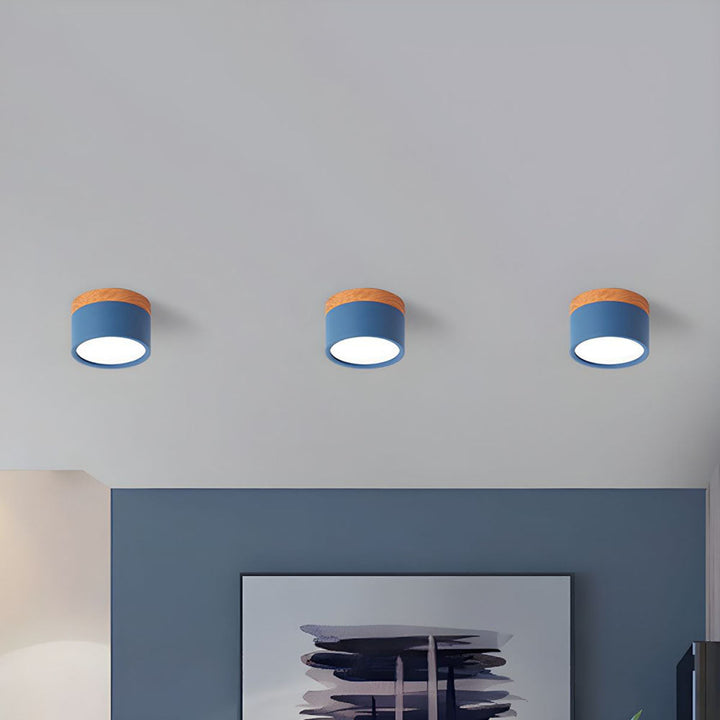 BowLift | Ceiling Light with Pink Flush Wood Finish