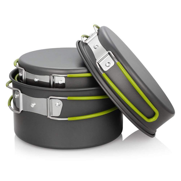 lightweight nonstick nesting camping cookware set with folding heat-resistant silicone handles and compact storage Bowlift
