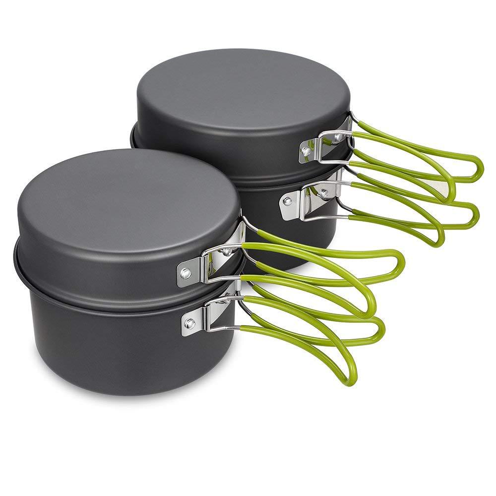lightweight nonstick nesting camping cookware set with folding heat-resistant silicone handles and compact storage Bowlift