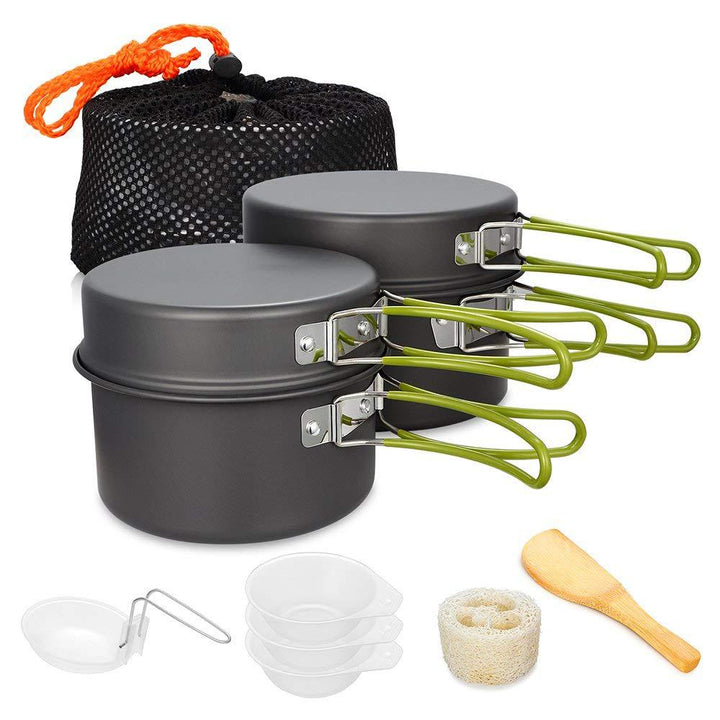 lightweight nonstick nesting camping cookware set with folding heat-resistant silicone handles and compact storage Bowlift