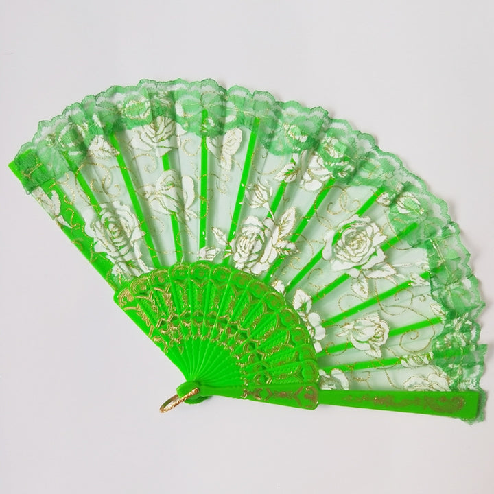 Ladies Designer Hand Fan with Floral Designs Bowlift