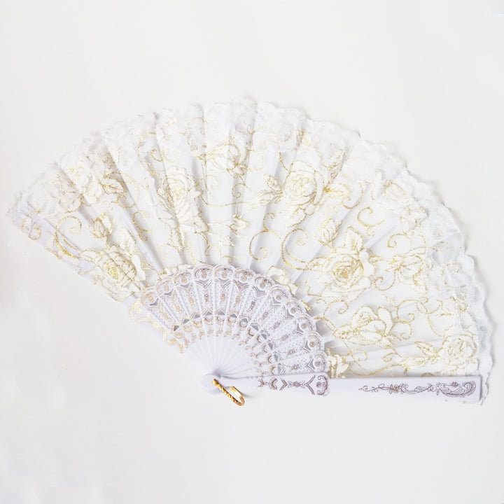 Ladies decorative hand fan with floral lace pattern Bowlift