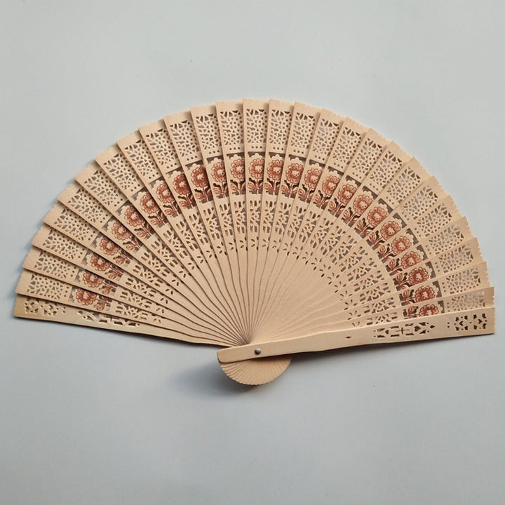 Ladies decorative hand fan made of high-quality wood with intricate cut-out work Bowlift