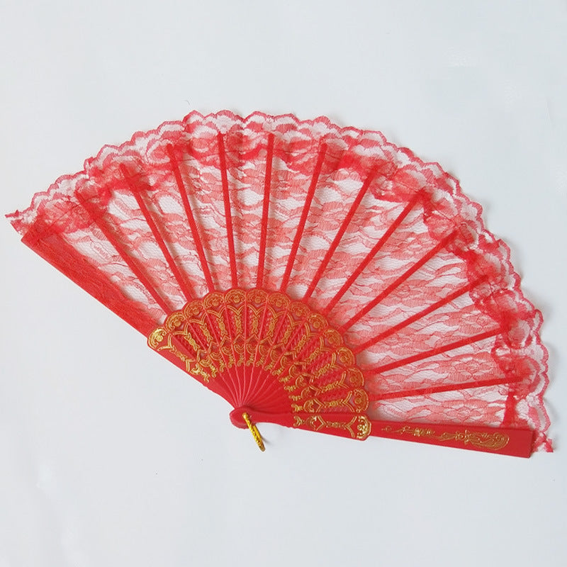Ladies lace fan with golden decorations Bowlift
