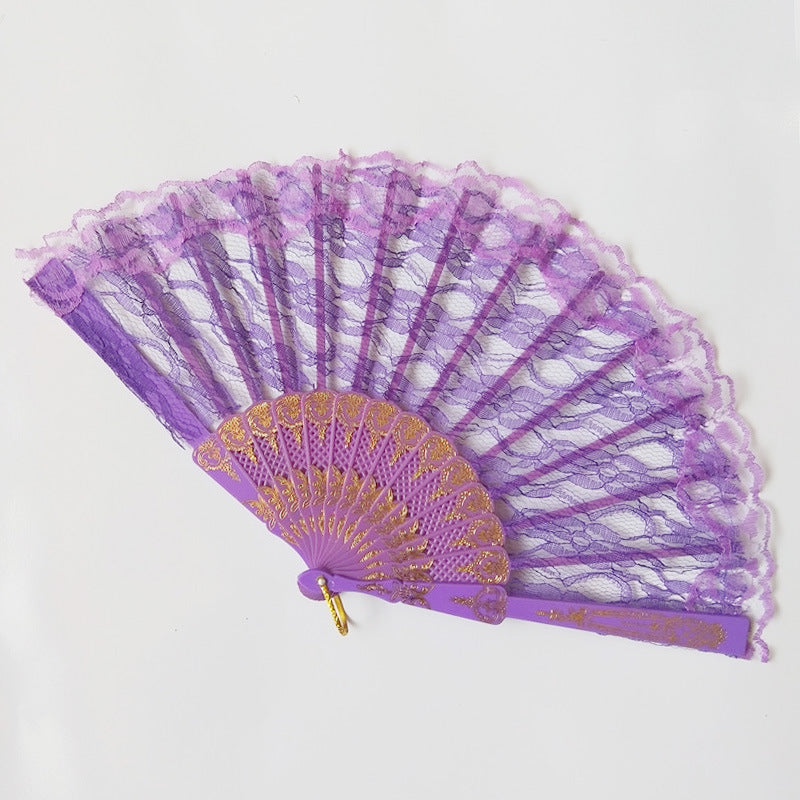 Ladies lace fan with golden decorations Bowlift