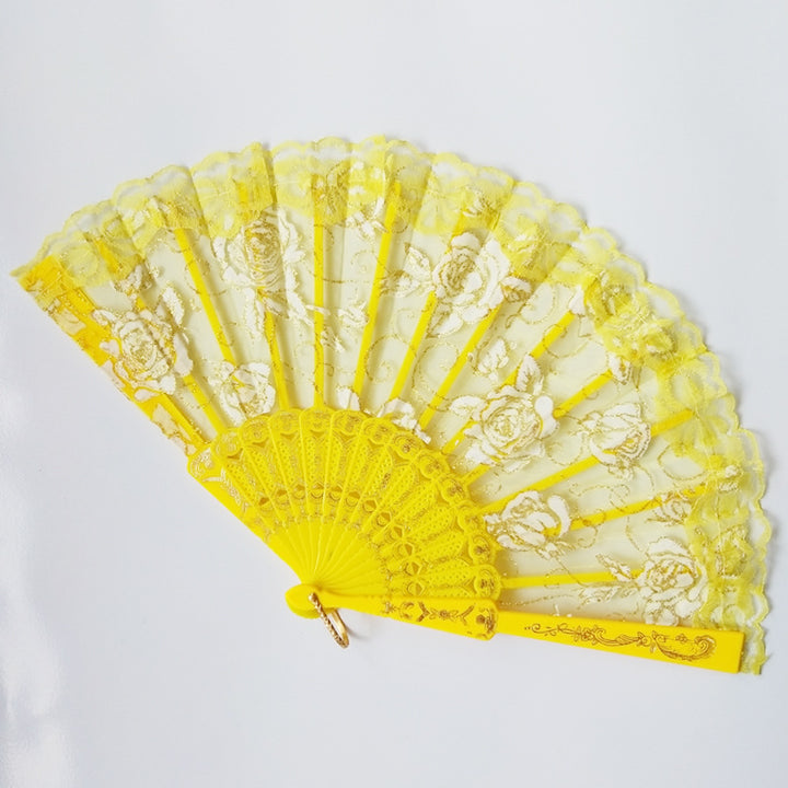 Ladies decorative hand fan with delicate rose motifs Bowlift