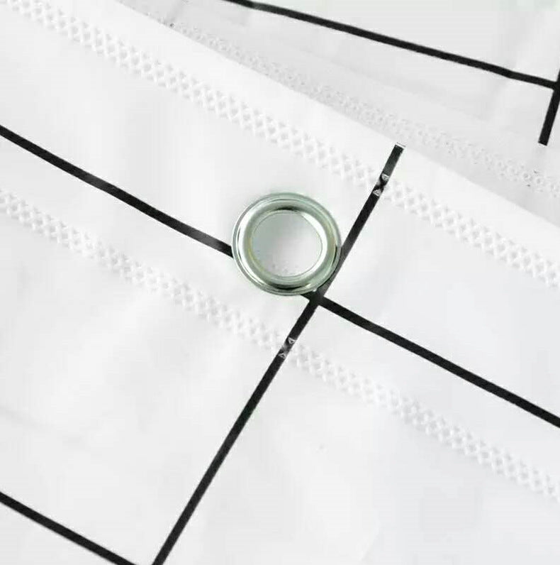 Minimalist Checkered Shower Curtain Bowlift