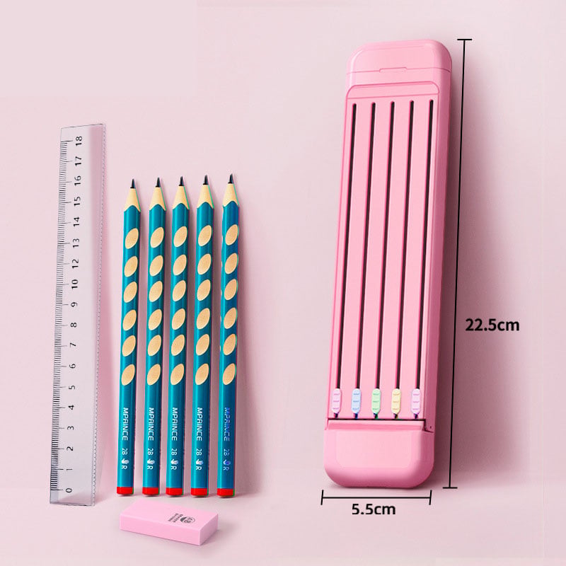 BowLift | Multifunctional Pencil Case for Kids with 5pcs Pencils2B, Eraser and Ruler