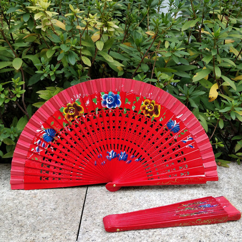Women's Fan with Colorful Floral Design Bowlift