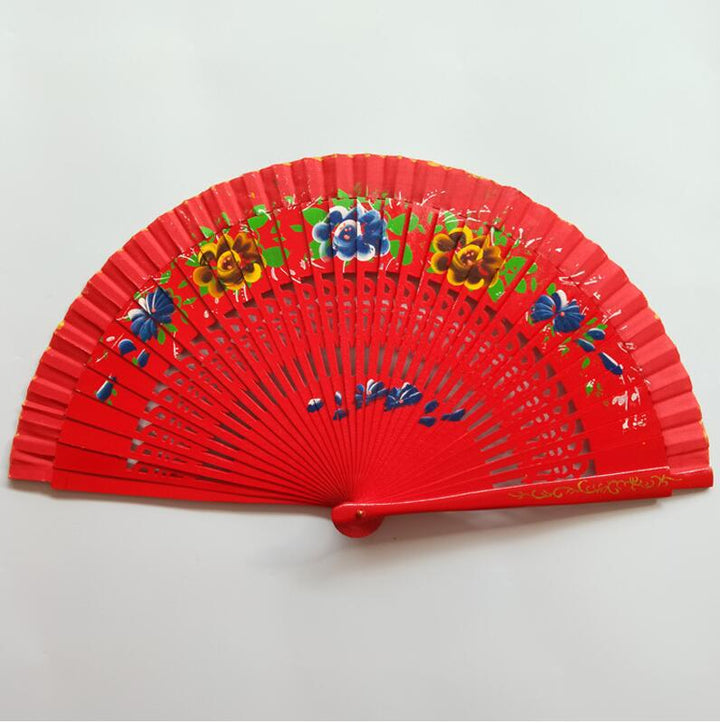 Ladies decorative hand fan with intricate flower painting Bowlift
