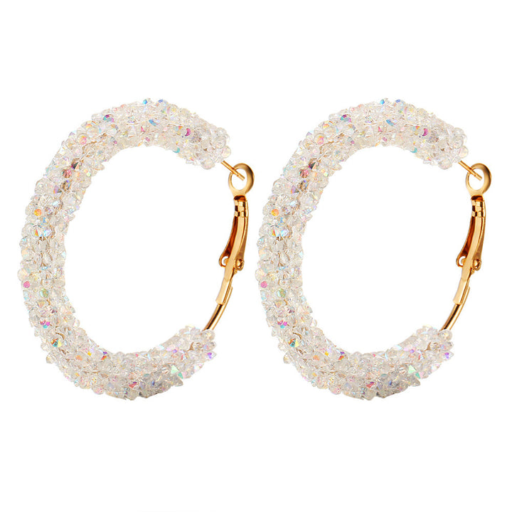 Elegant Crystal Embellished Hoop Earrings Bowlift