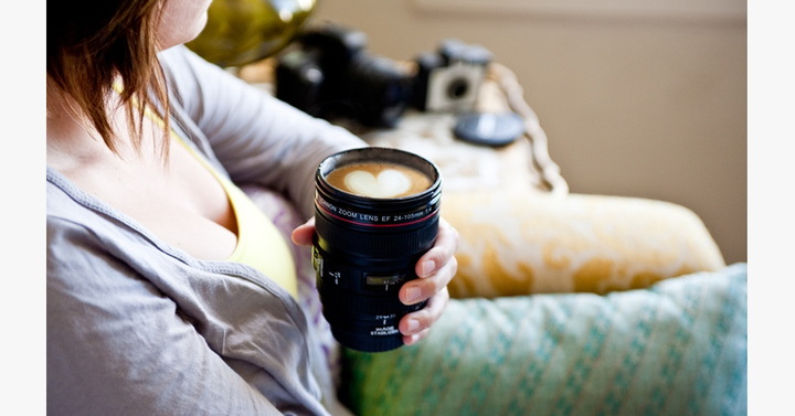 BowLift | SLR Camera Lens Stainless Steel Travel Coffee Mug with Spill-Proof Lid